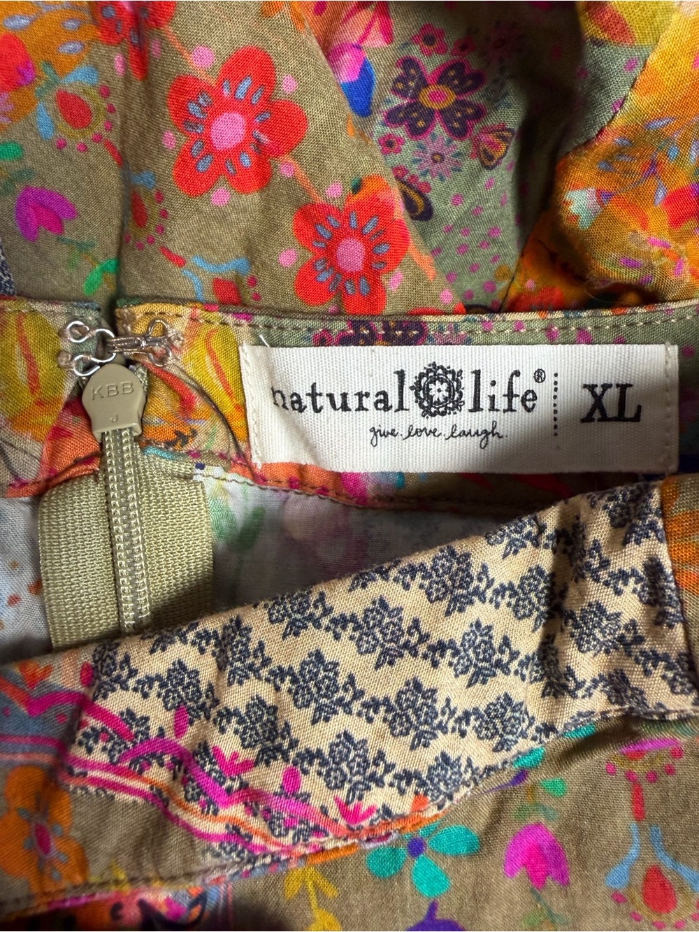 Natural Life Patchwork Floral Maxi Skirt Boho Cottagecore Minimalist Size XL - Picture 8 of 11
